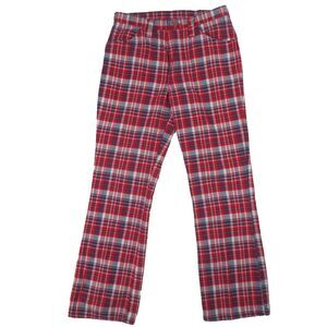 VTG 70s Wrangler‎ Bell Bottoms Mens 32x32 (Actual 29x30) Red Plaid Flared USA